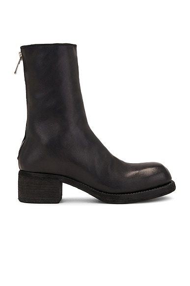 MAT OIL LEATHER SQUARE TOE ZIP BOOTS(23 Black): Vintage 1.1