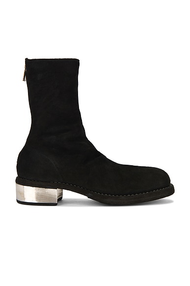 Metal Heel Back Zip Boot
