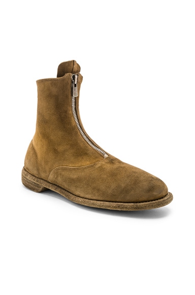 Suede Stag Front Zip Boots