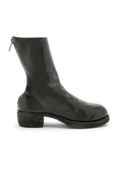 Leather Horse Zip Back Boots