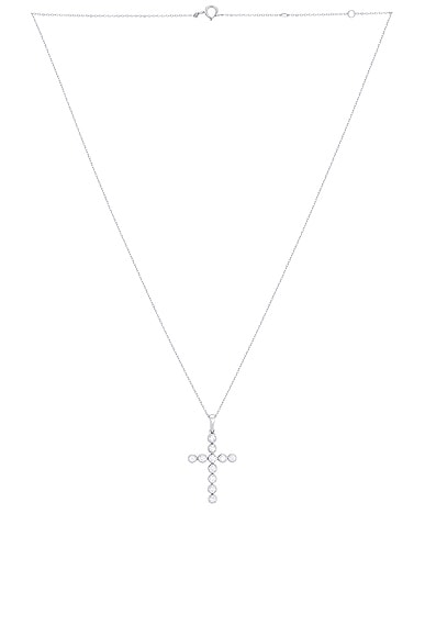 Greg Yuna Diamond Bezel Cross Necklace in Silver