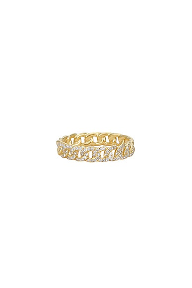 Micro Cuban Half Diamond Ring in Metallic Gold