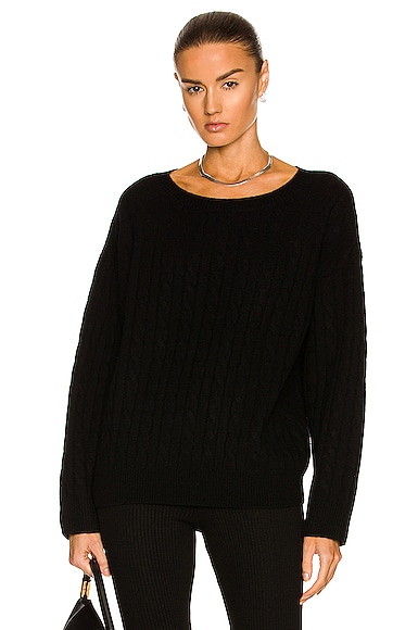 GREY VEN Halket Cable Sweater in Black