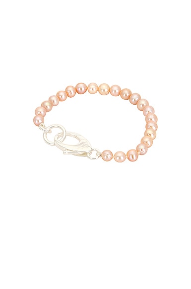 Shop Hatton Labs Pink Classic Pearl Bracelet In Silver