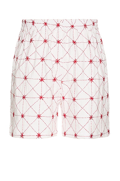 Shop Harago Kantha Embroidered Shorts In Off White