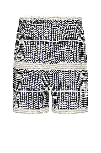 Shop Harago Jacquard Handloom Shorts In Navy
