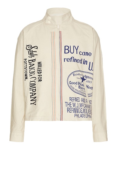 Printed Zipper Cropped Jacket