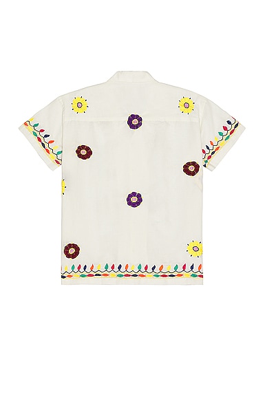 Shop Harago Vintage Floral Embroidered Shirt In Off White