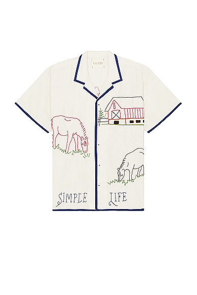 HARAGO Simple Life Short Sleeve Shirt in Off White