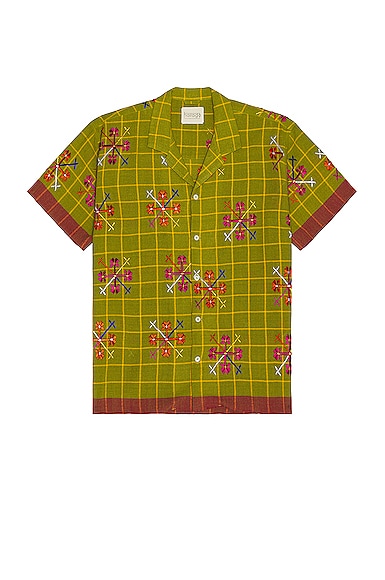 Harago Floral Embroidered Shirt In Green