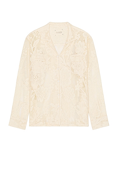 HARAGO Lace Full Sleeve Shirt in Off White