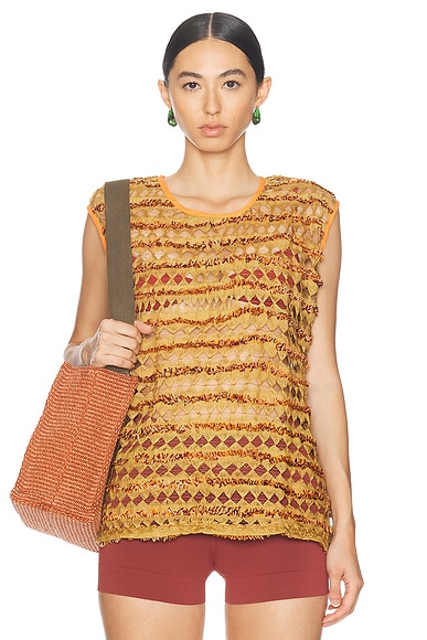 HARAGO Textured Tank Top in Mustard