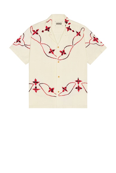 HARAGO Dainty Embroidered Shirt in Off White