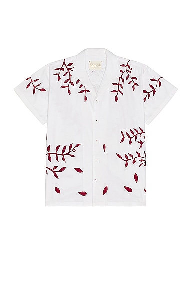 Harago Leaves Applique Shirt In White