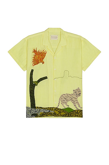 Jungle Scene Applique Shirt In Lime Green
