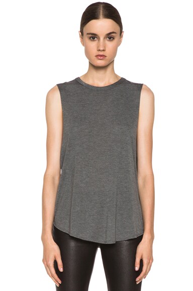 Haute Hippie Tank with Overlapping Back in Charcoal Grey | FWRD