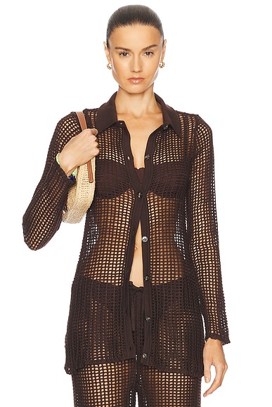 HAIGHT. Knit Luana Top in Brauna Brown