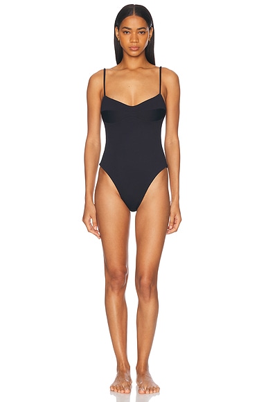 HAIGHT. Ribbed Monica Swimsuit in Black