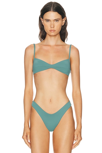 HAIGHT. Adjustable Monica Bikini Top in Seaweed Green