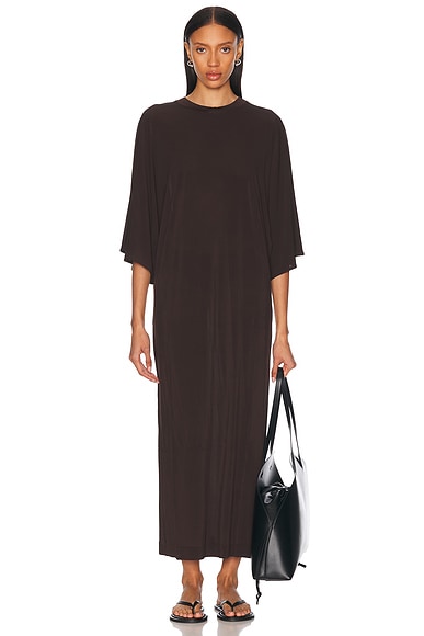 House of Dagmar Jersey Kimono Dress in Chocolate Brown