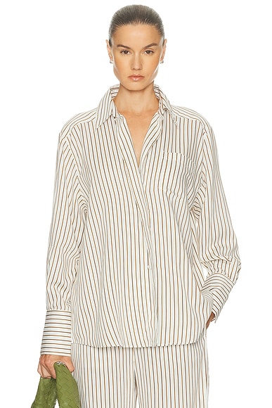 House of Dagmar Fluid Stripe Shirt in Cream White