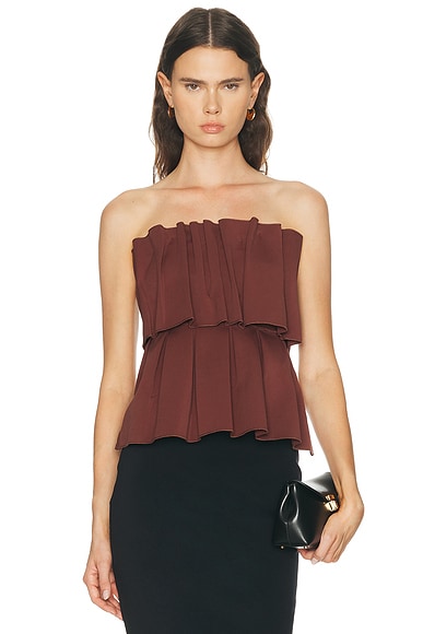 House of Dagmar Sculpted Tube Top in Mahogany Red