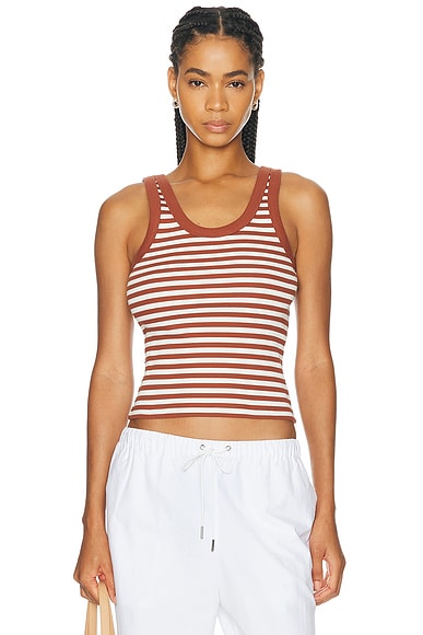 House of Dagmar Ribbed Tank Top in White Mahogany Red