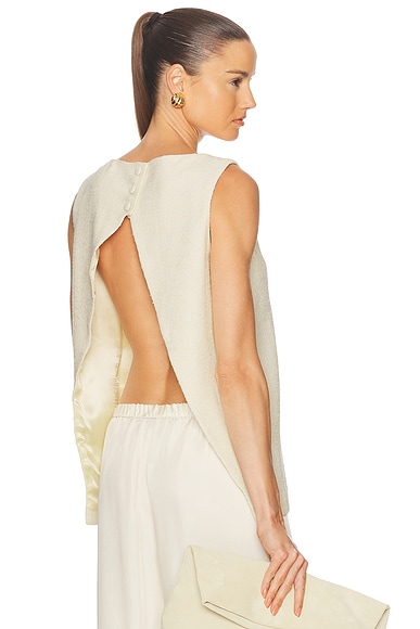 House of Dagmar Open Back Boucle Top in Cream White