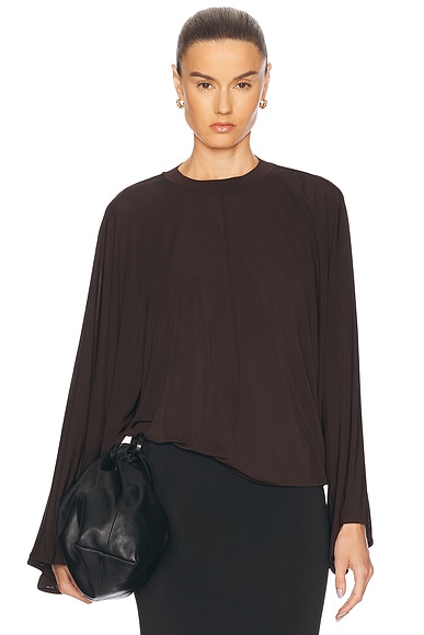House of Dagmar Jersey Kimono Top in Chocolate Brown