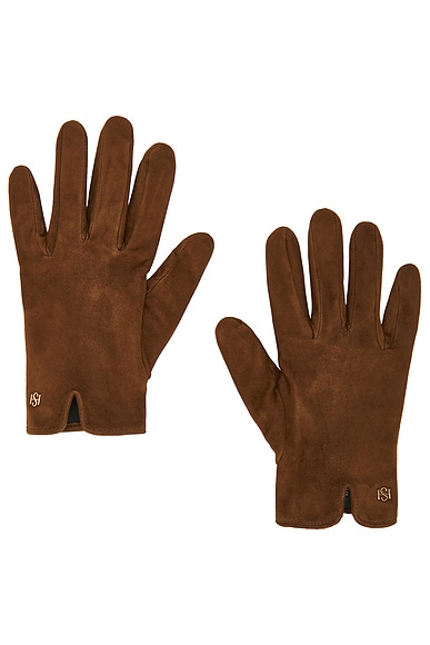 HANDSOME STOCKHOLM Essential Suede Gloves in Saddle Brown