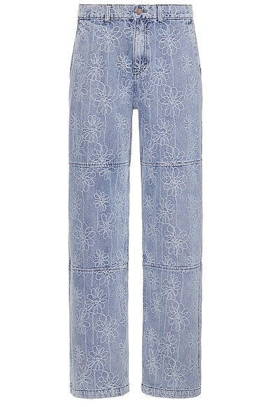 Honor The Gift Flower Jacquard Pant in Light Indigo | FWRD