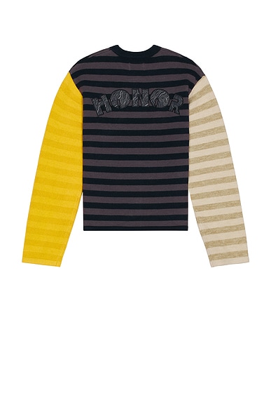 Honor The Gift Multi Stripe Crew Neck Sweater in Navy