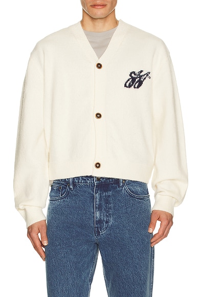 Honor The Gift H Brushed Knit Cardigan in Bone