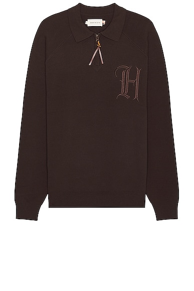 Honor The Gift Zip Henley Sweater in Brown