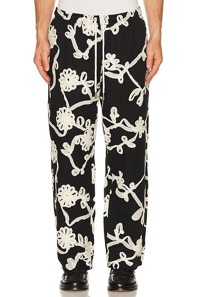 Honor The Gift Floral Ribbon Ankle Pant in Black