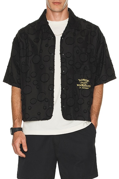 Honor The Gift Polka Dot Camp Shirt in Black