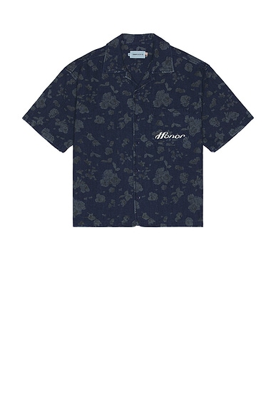 Honor The Gift Indigo Floral Camp Shirt in Blue