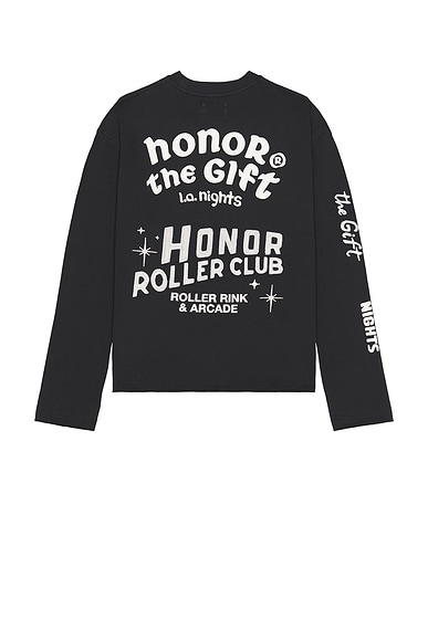 Honor The Gift Mixed Logo Crew Neck Long Sleeve Tee in Black