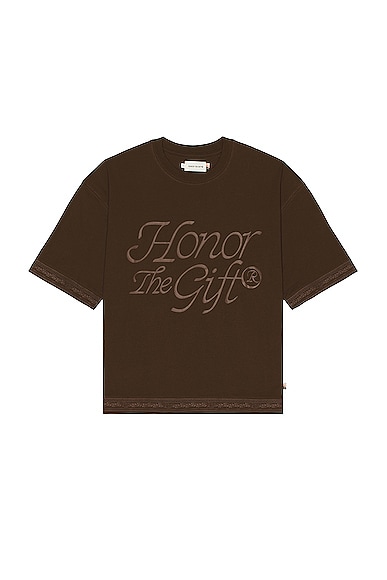 Honor The Gift H Box Tee in Brown