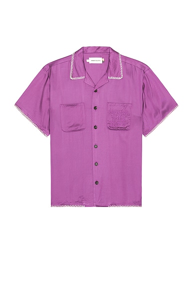 Honor The Gift Blanket Stitch Woven Shirt in Purple