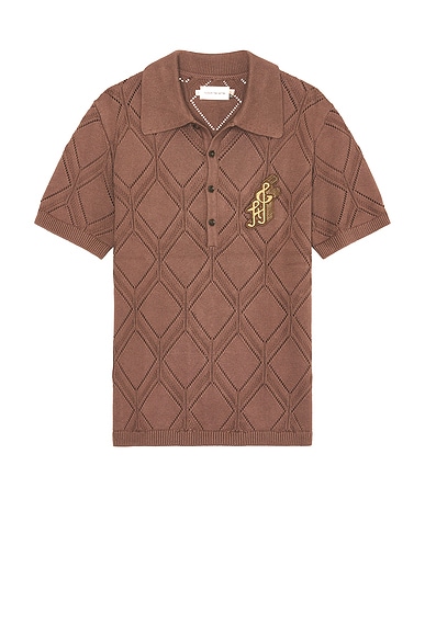 Honor The Gift Diamond Knit Polo in Brown | FWRD