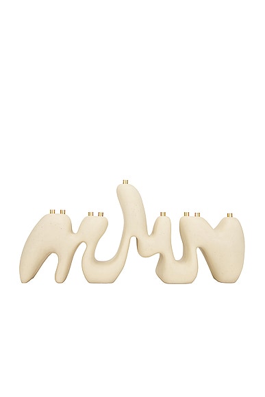Hannah Polskin Resin Stone Menorah in Cream | FWRD