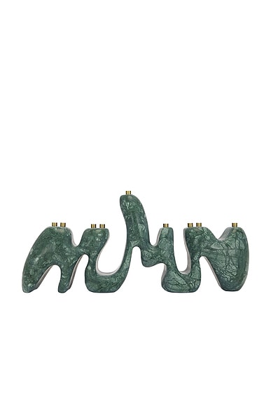 Hannah Polskin Solid Marble Menorah Sculpture in Indian Jade Marble