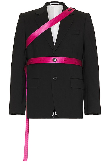 Helmut Lang Seatbelt Blazer in Black & Pink