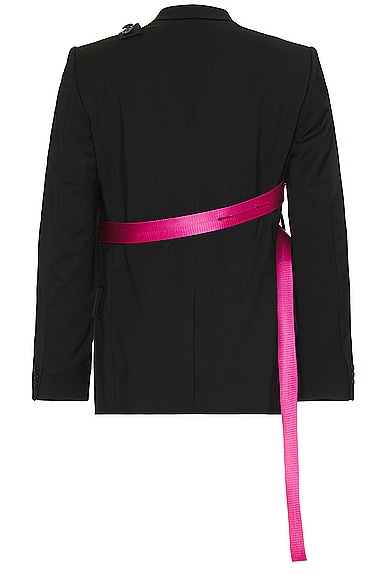 Shop Helmut Lang Seatbelt Blazer In Black & Pink