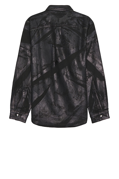 Shop Helmut Lang Shirt Jacket In Black Distress Metal Crash