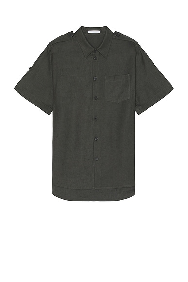 Helmut Lang Epaulette Short Sleeve Shirt in Graphite
