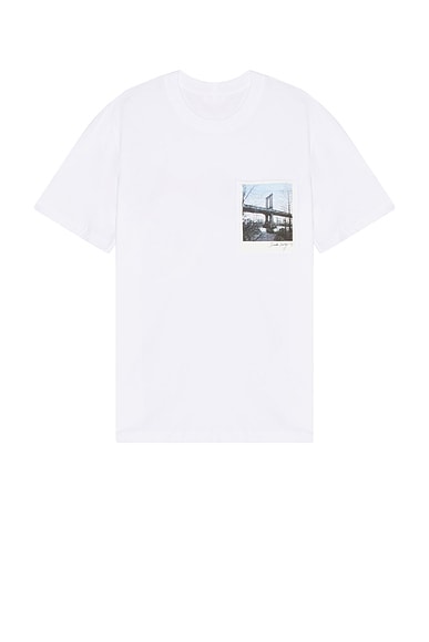 Helmut Lang Postcard Skyline Short Sleeve T-Shirt in White