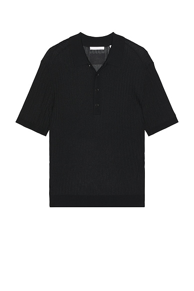 Helmut Lang Pointelle Polo in Black