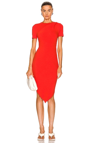 Helmut Lang Casual Twist Dress in Red
